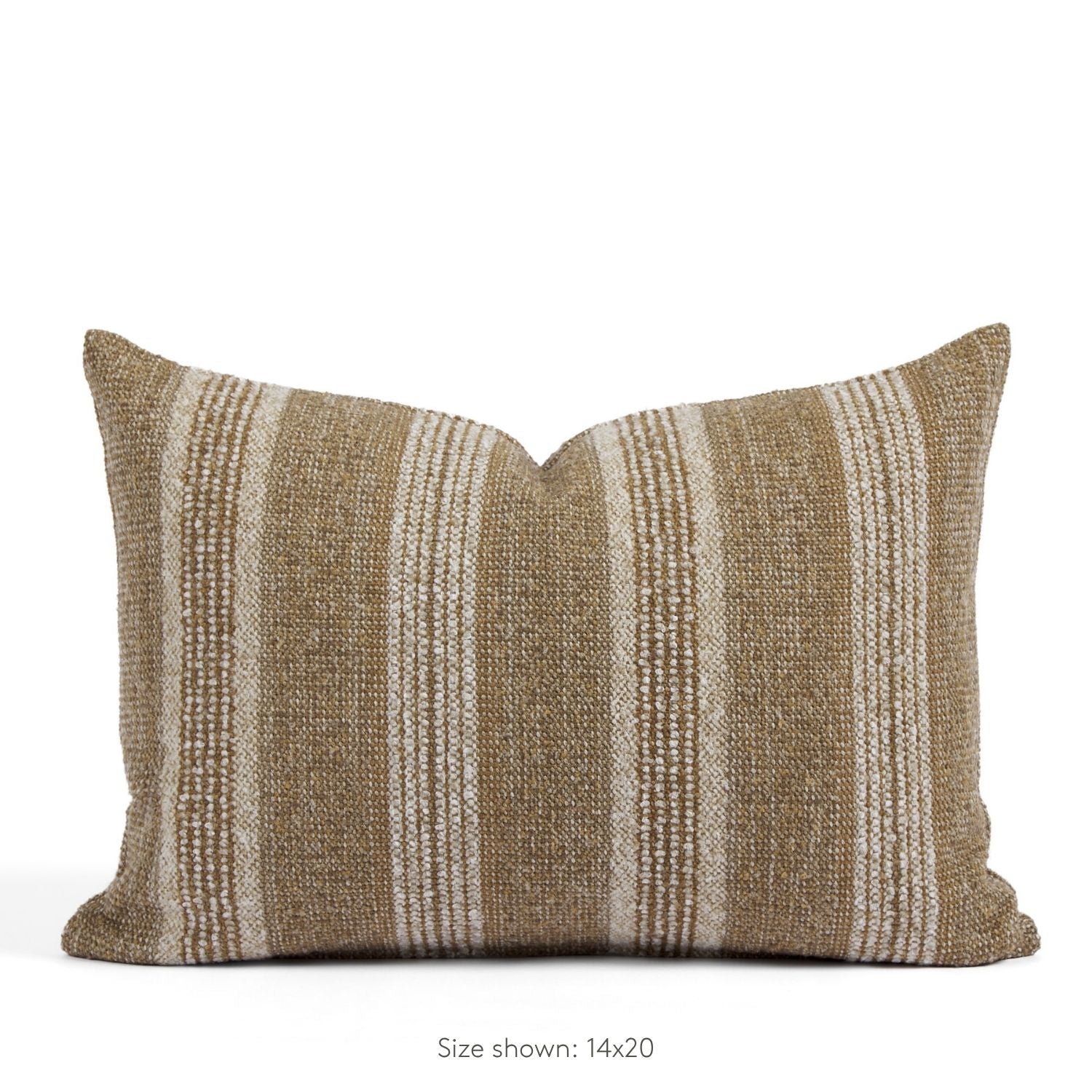 Tonic Living Studio Collection Acadia Stripe Pillow in Cinnamon, a 14x20 brown and soft white boucle stripe lumbar pillow.