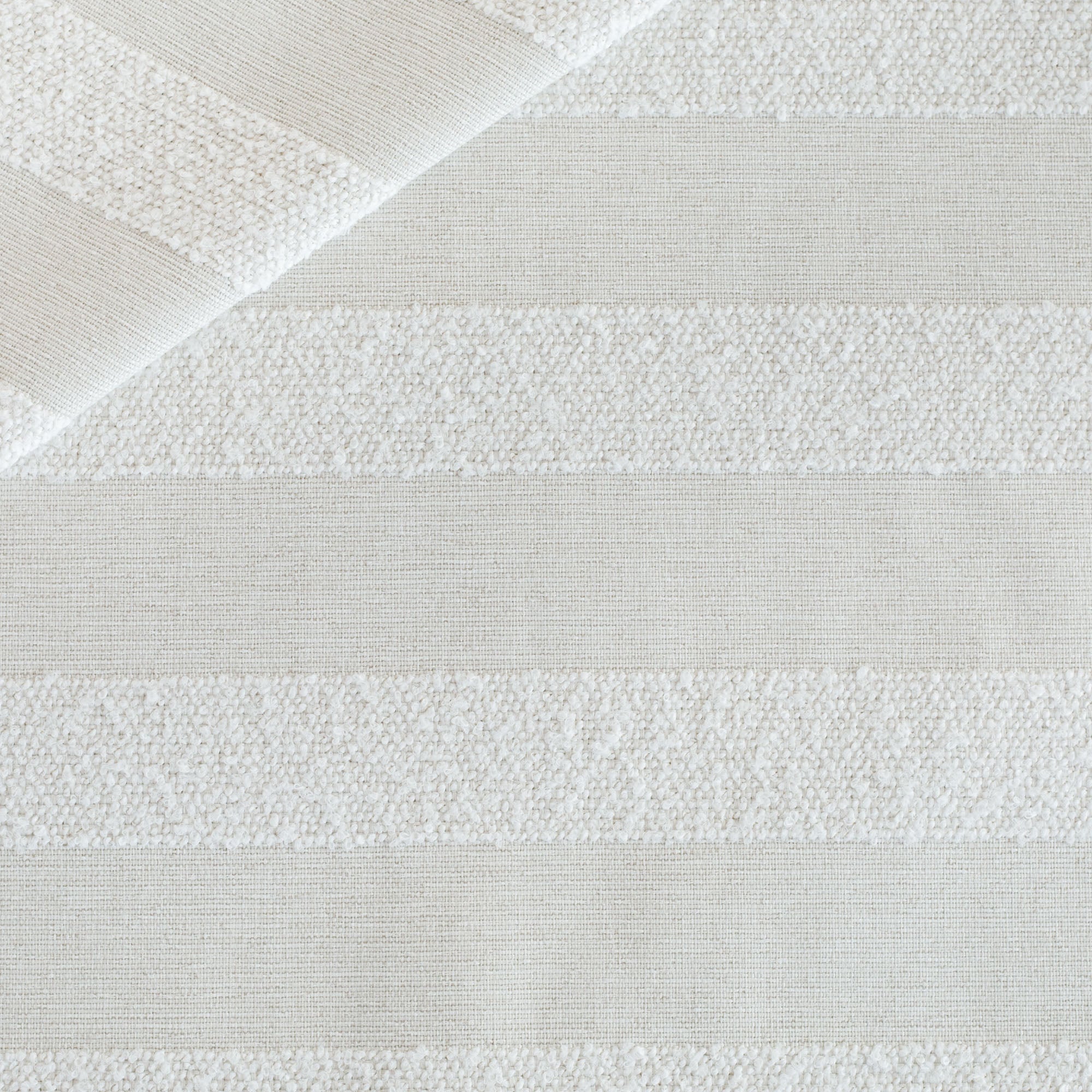 Cabana Salt Stripe Indoor Outdoor Fabric, a neutral beige upholstery fabric with cozy textured stripes.
