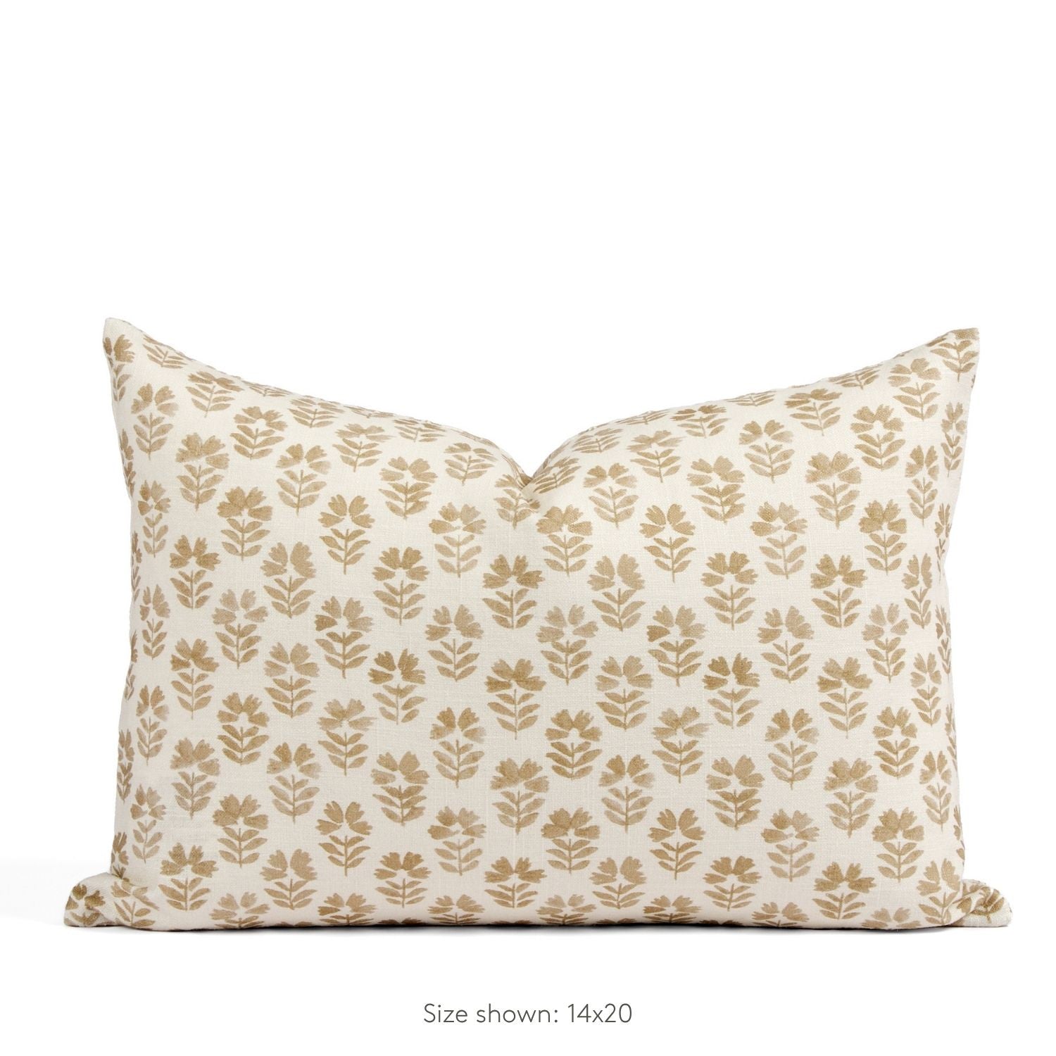 Tonic Living Studio Collection Carmel Pillow in Umber, a 14x20 brown and white floral block print lumbar pillow.