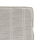 a greige and stone blue dash stripe fabric cube ottoman : bottom view