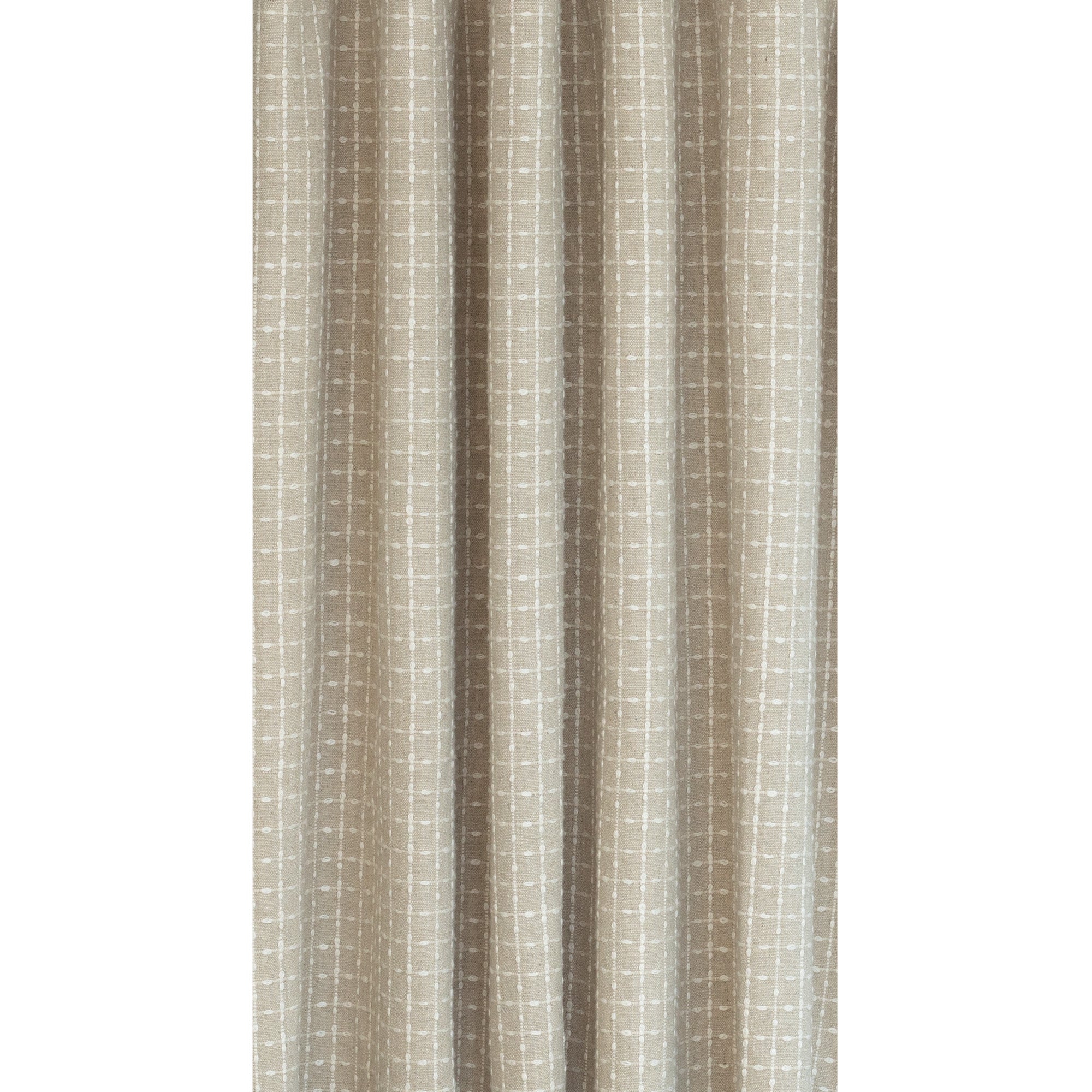 a beige with cream windowpane stitch pattern drapery fabric from Tonic Living
