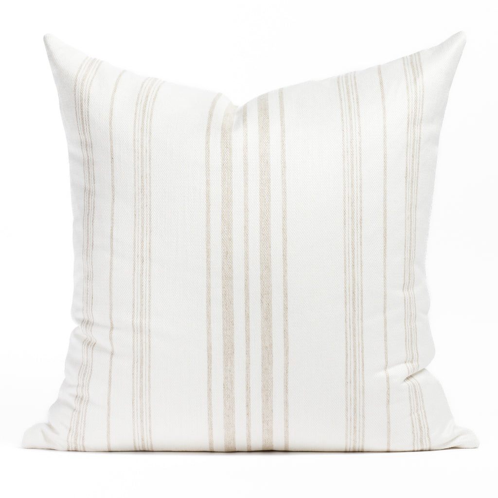 Collins Parchment 24x24 flax and white striped throw pillow from Tonic Living