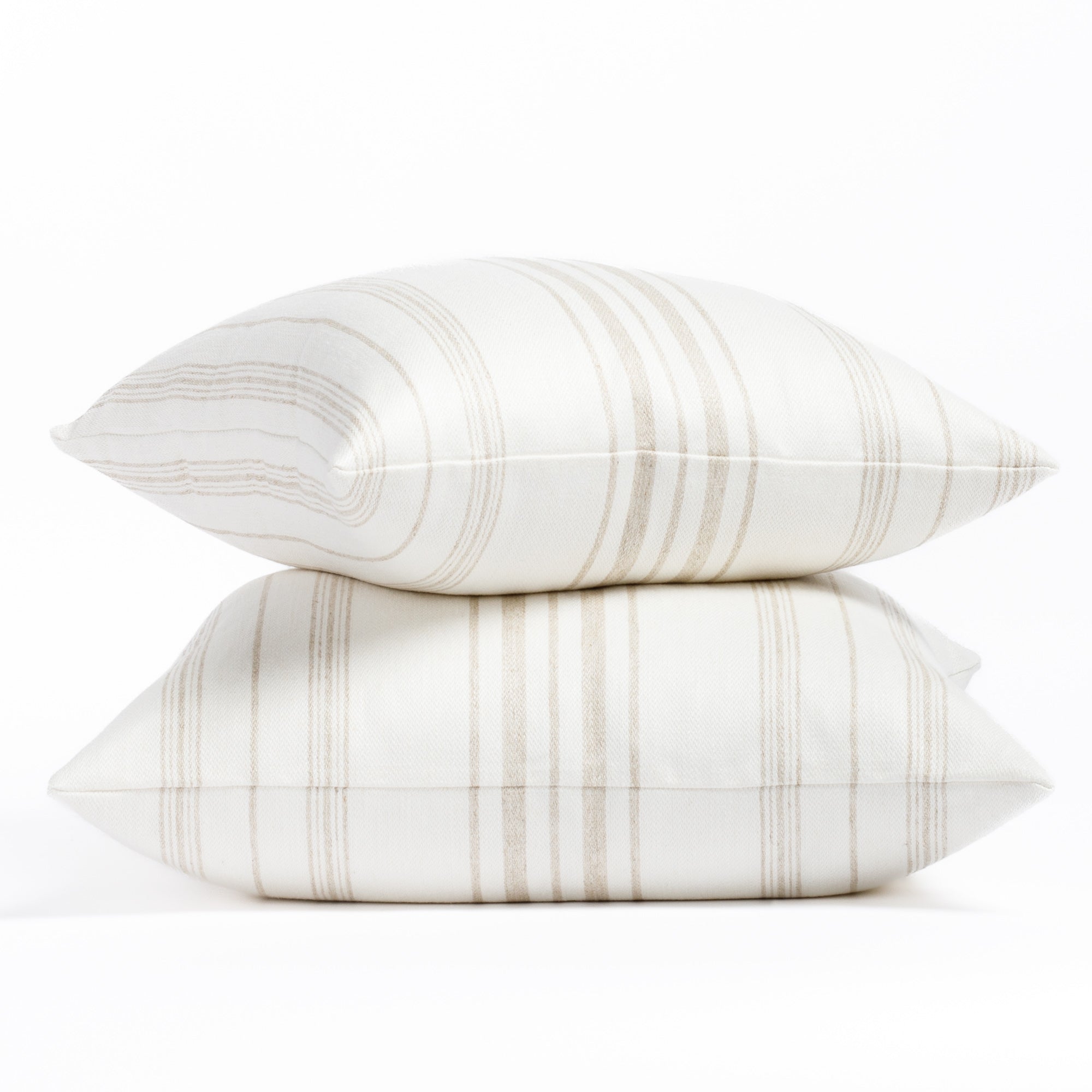 Collins Stripe Parchment throw pillows in two sizes