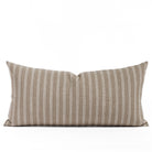 Front view of Tonic Living’s Conway Stripe Bark 12x24 lumbar toss pillow, featuring a soft bark brown and oatmeal beige vertical stripe on a linen-blend fabric with natural texture.