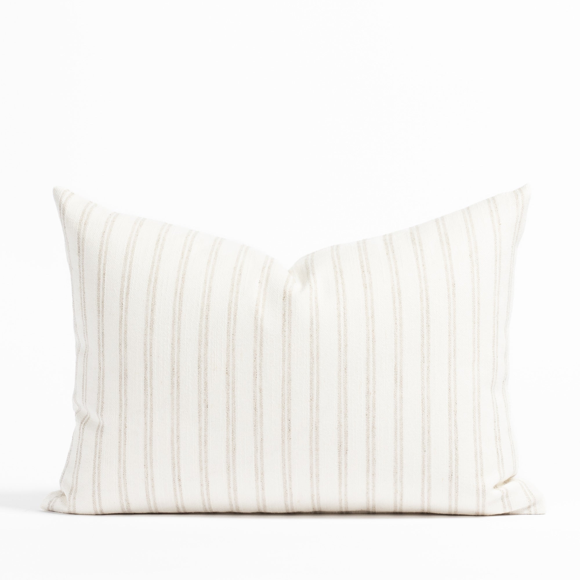 Conway 14x20 Lumbar Pillow Parchment, a soft white and beige Belgian Farmhouse striped throw pillow from Tonic Living