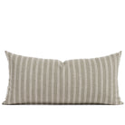 Front view of Tonic Living’s Conway Stripe Sage 12x24 lumbar toss pillow, showcasing dusty sage green and oatmeal beige vertical stripes on a textured linen-blend fabric.
