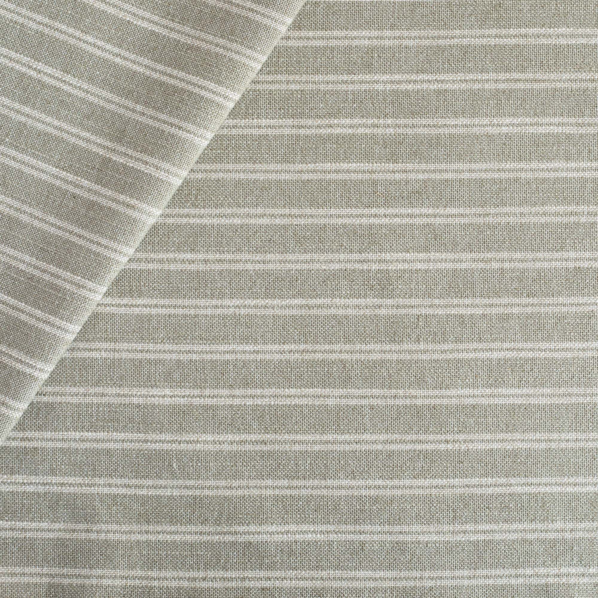 a sage green and cream horizontal stripe upholstery fabric