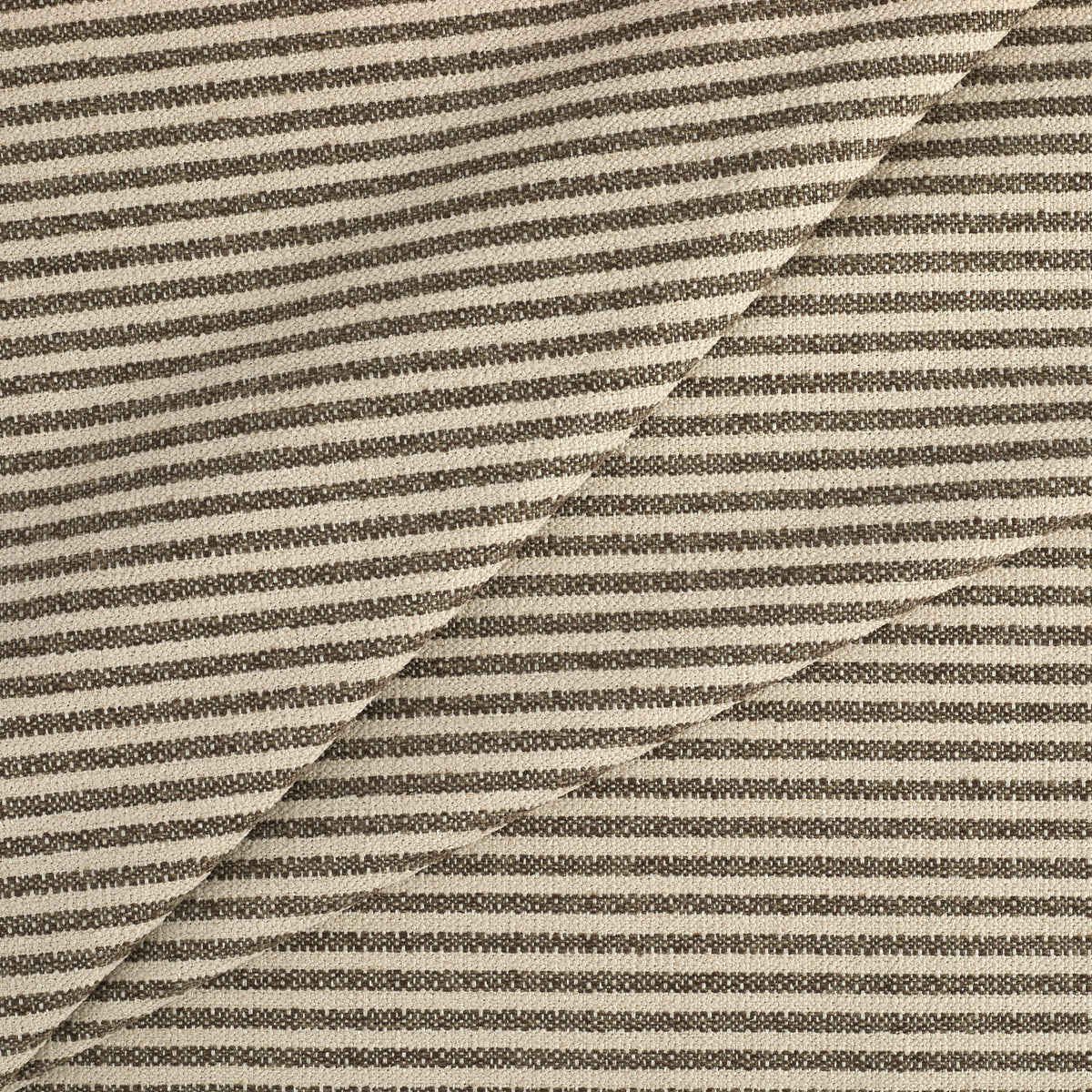 Tonic Living Crosby Stripe Fabric in Truffle, a neutral high-performance striped fabric in classic brown and beige.