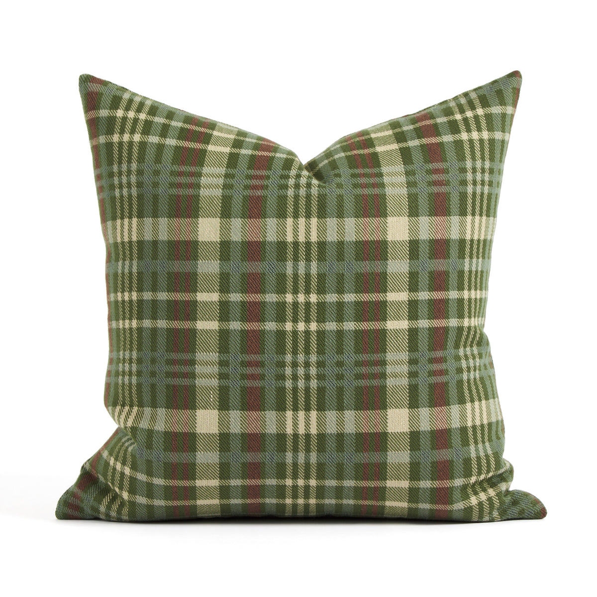 Tonic Living Dasher 20x20 Holiday Pillow, a green and burgundy plaid throw pillow with a classic Christmas-inspired pattern.