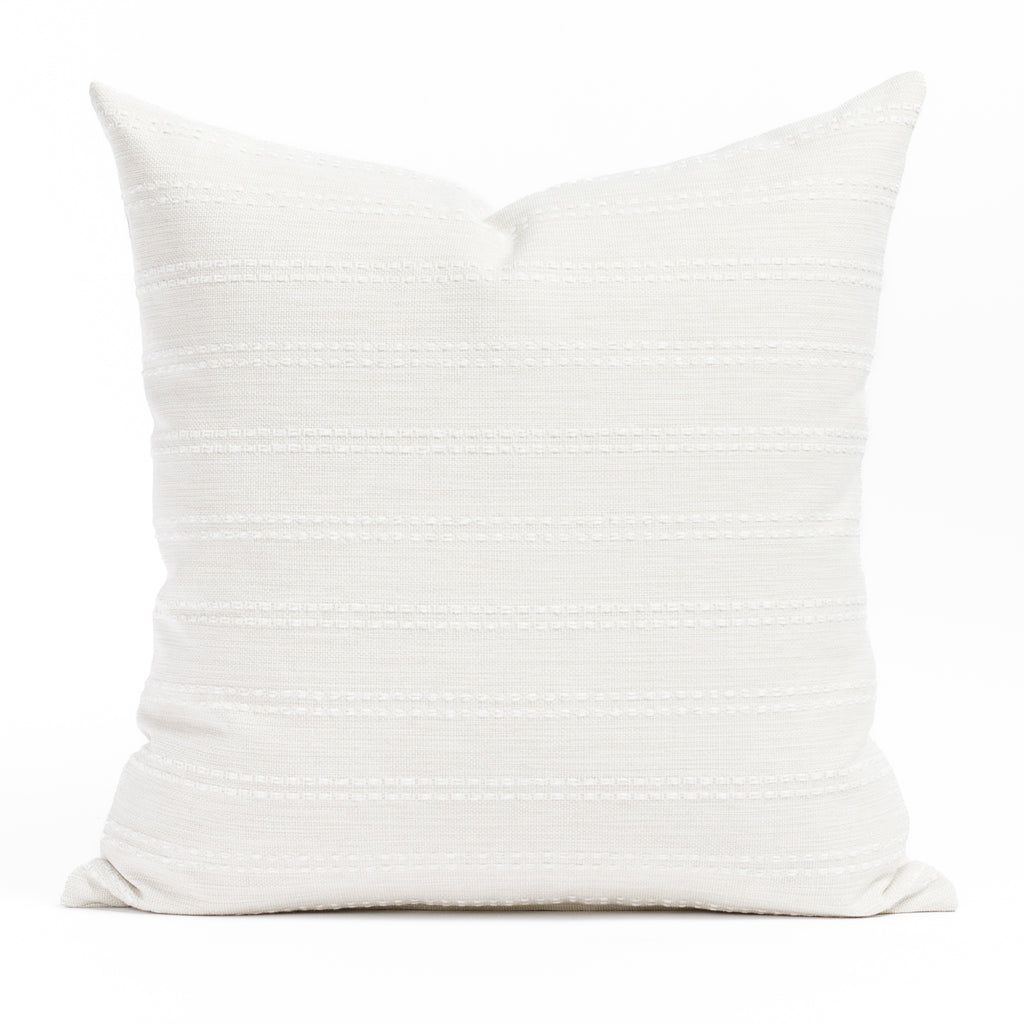 Elodie Salt 22x22 Pillow, a soft white tonal stripe throw pillow from Tonic Living
