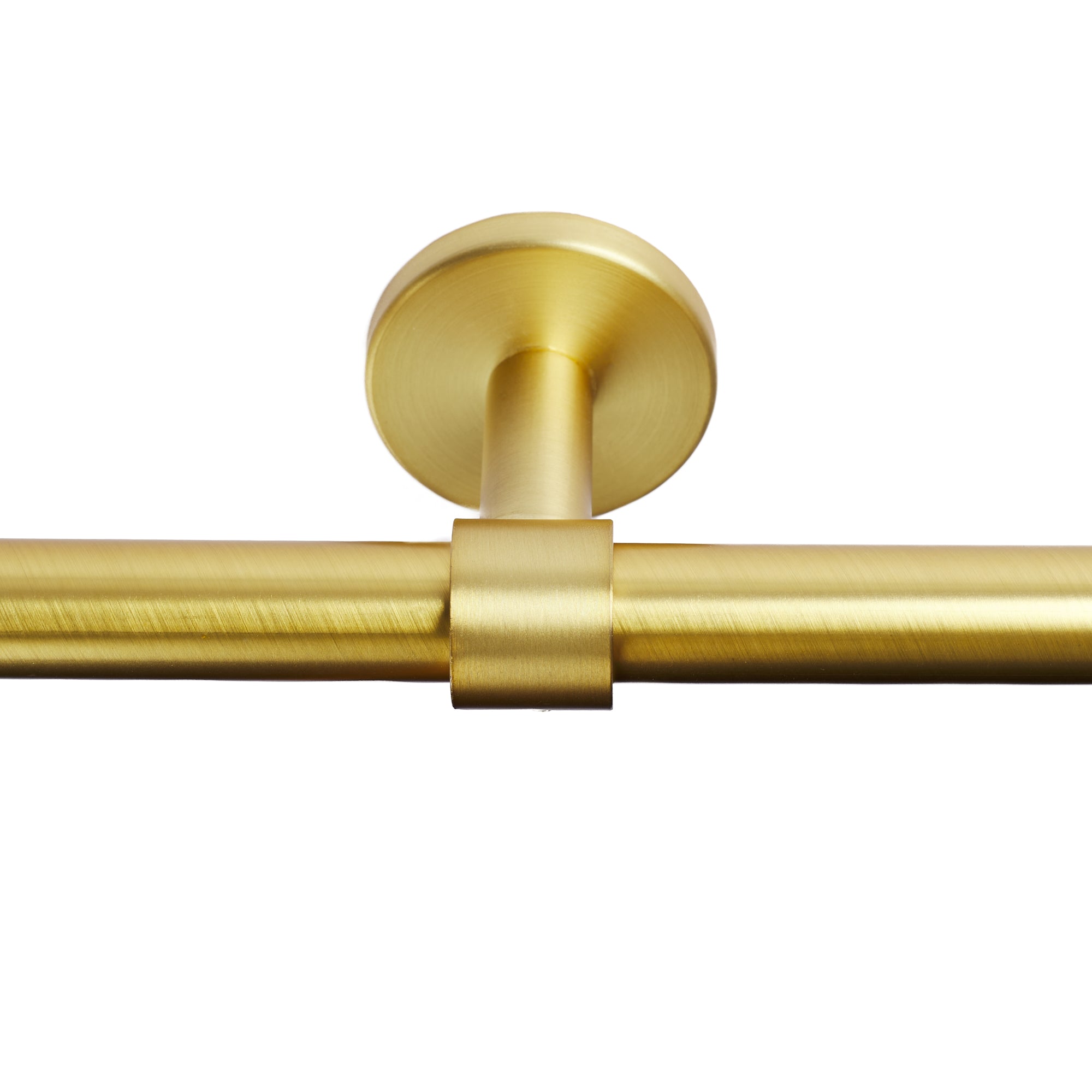 Tonic Living Gold enclosed bracket installed with café curtain rod.