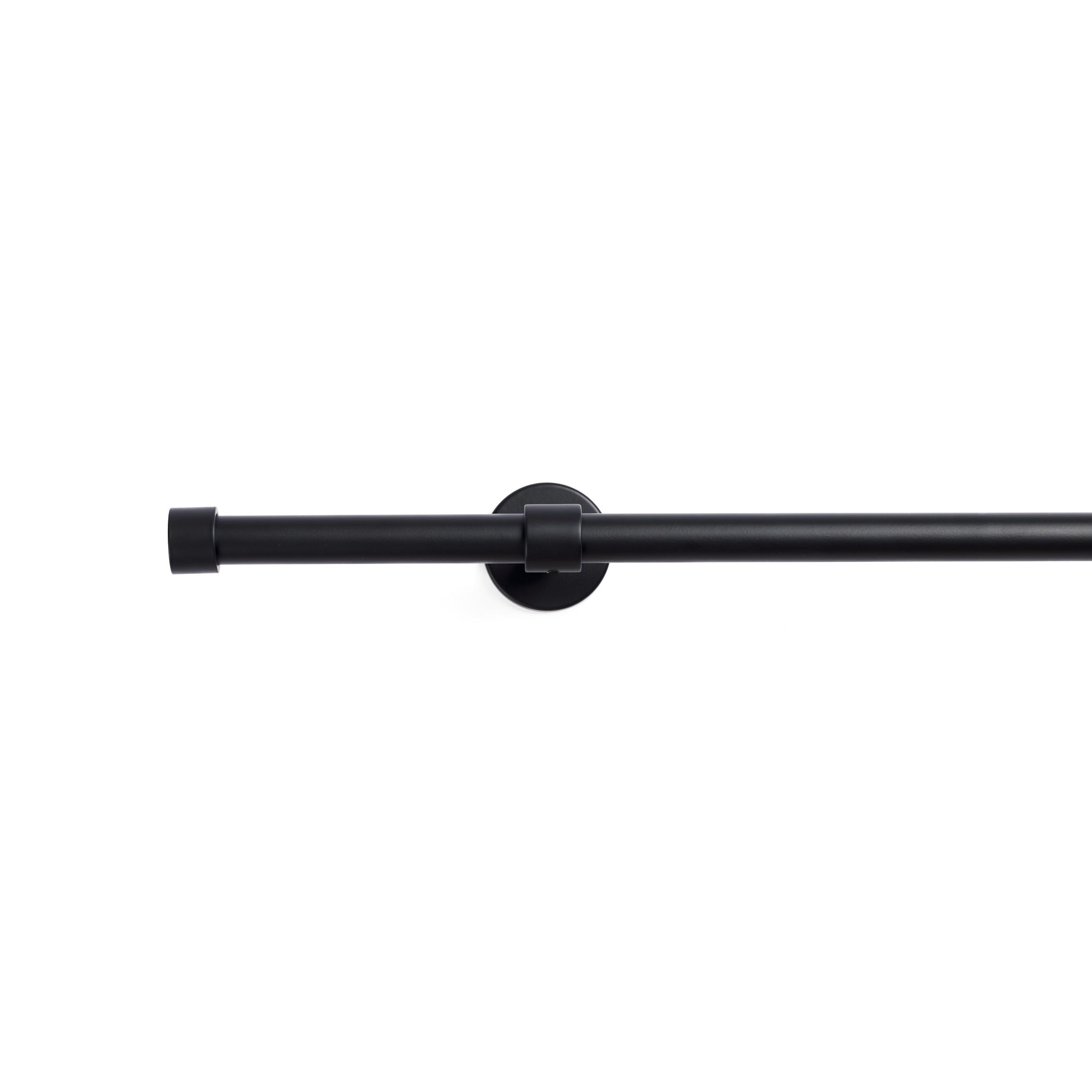 Tonic Living Black 4-foot café curtain rod with enclosed bracket.
