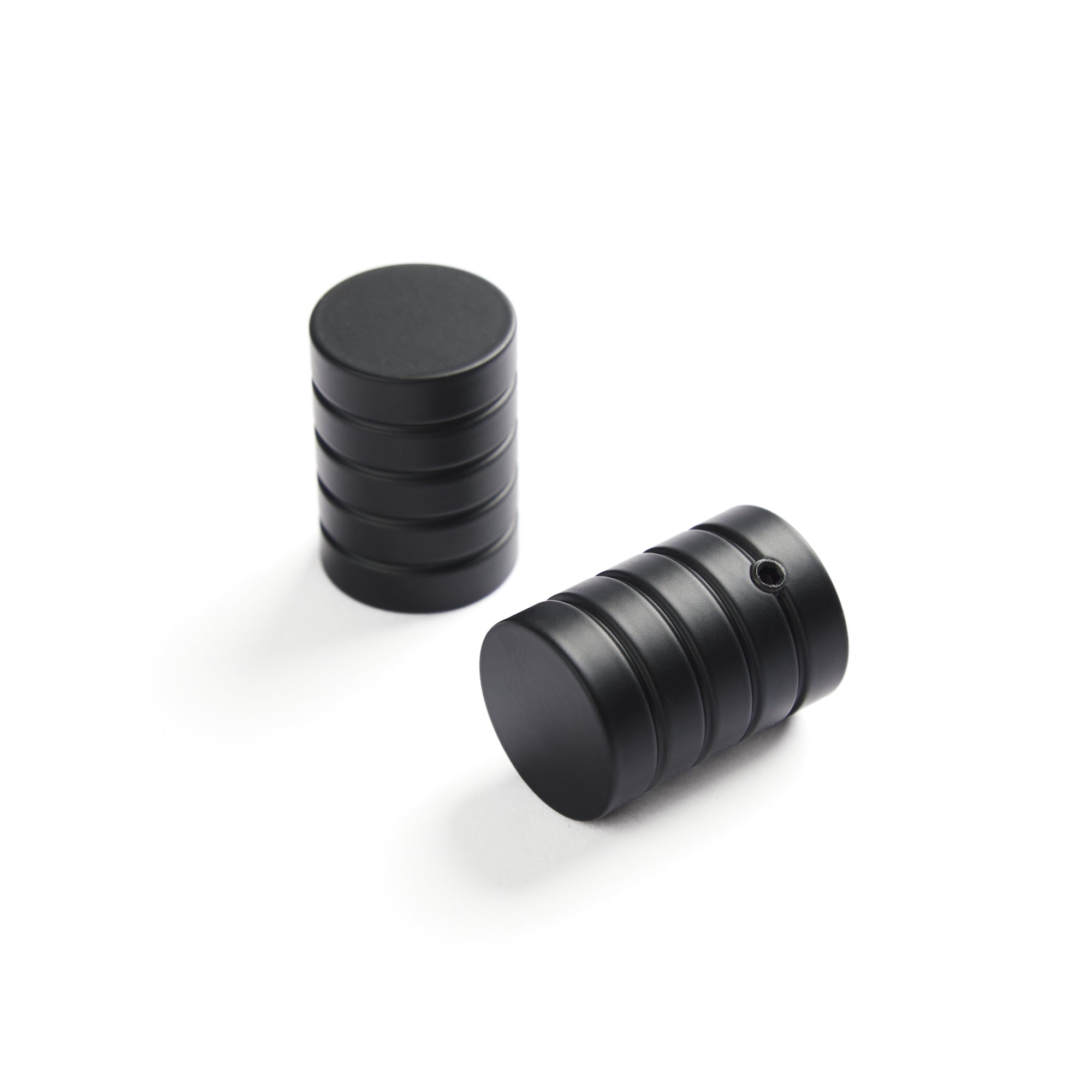 Tonic Living Black café rod finials, pair.