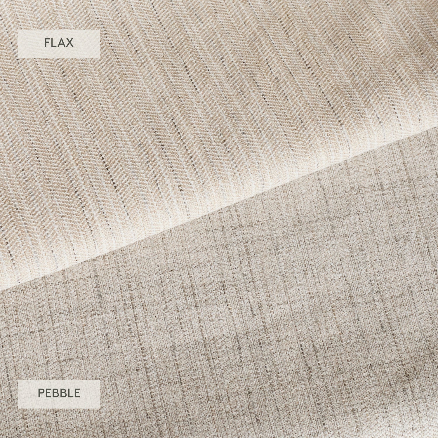 Chester Fabric in Flax and Pebble by Tonic Living — durable, high-performance upholstery fabrics in warm neutral hues.