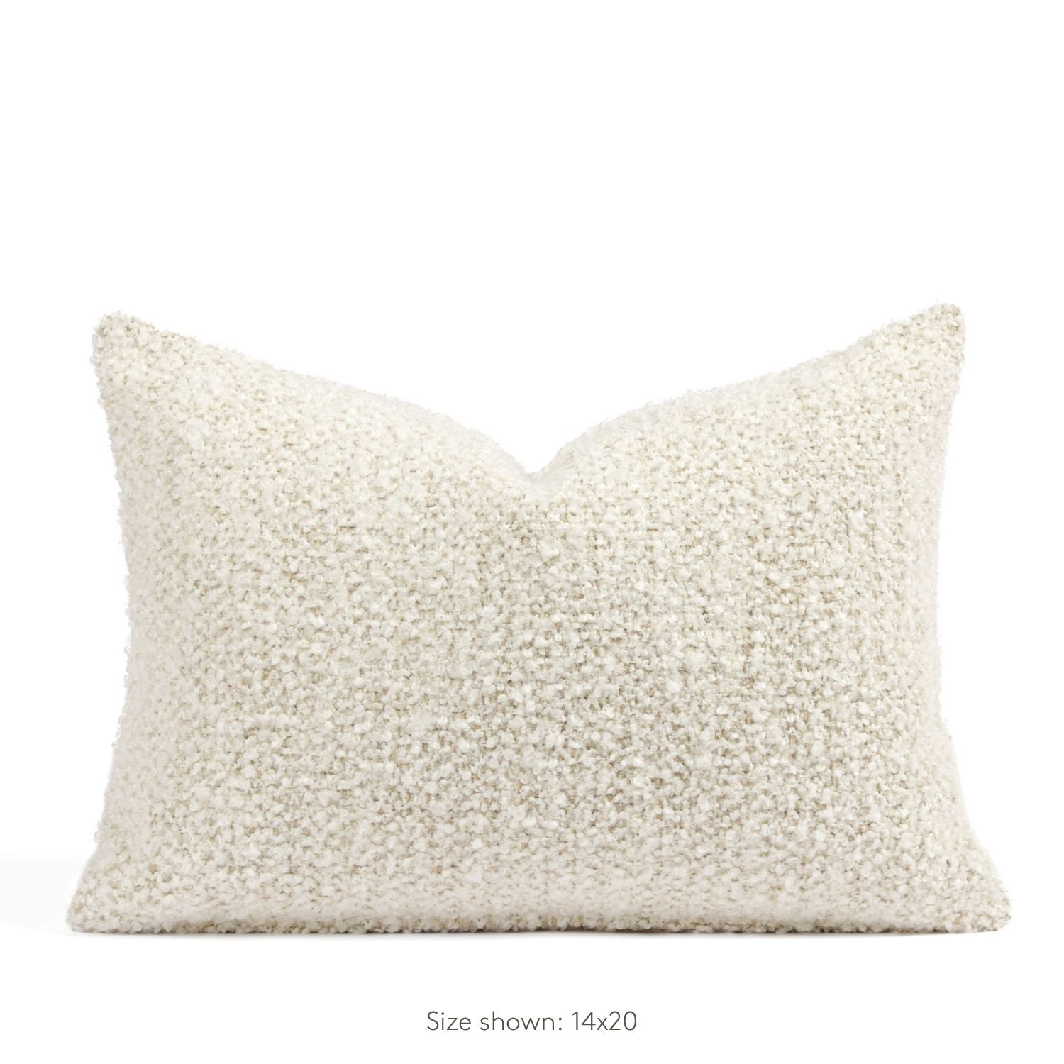 Tonic Living Studio Collection Fenwick Pillow in Parchment, a 14x20 cream boucle lumbar pillow.