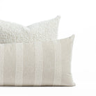Tonic Living textured throw pillows : Finn stripe bolster and Fenwick parchment pillows