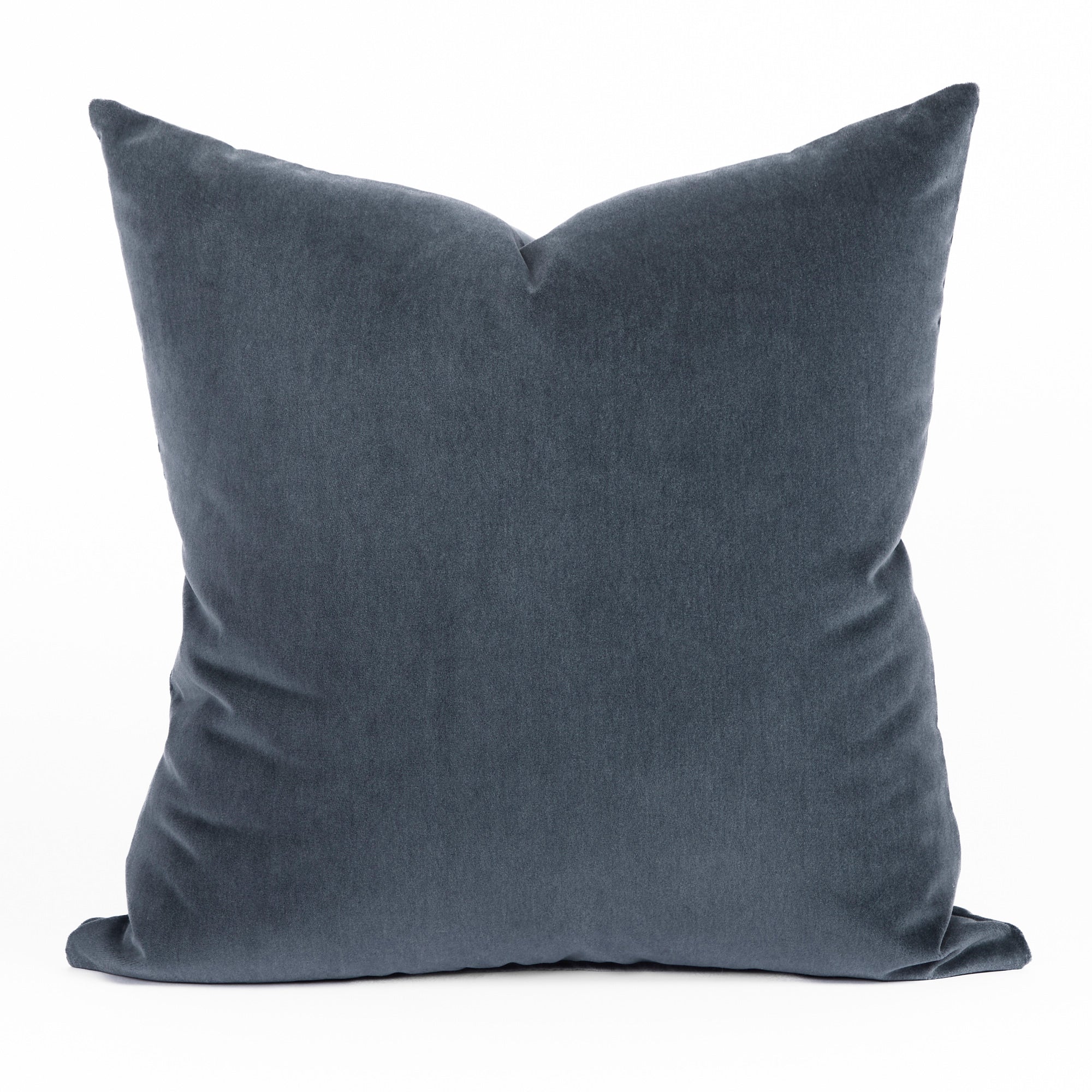 Tonic Living Florence Velvet 22x22 pillow in Mineral Blue, a deep blue-grey velvet cushion.