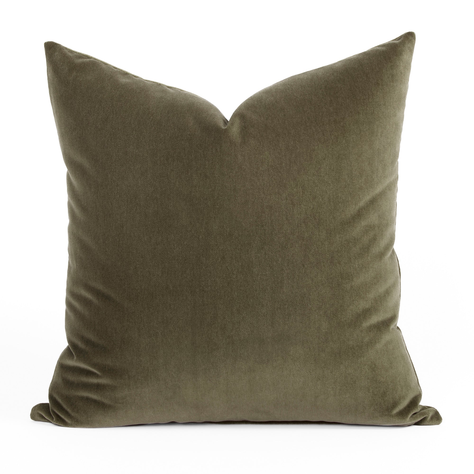 Tonic Living Florence Velvet 22x22 pillow in Olive green, a rich solid green velvet cushion.