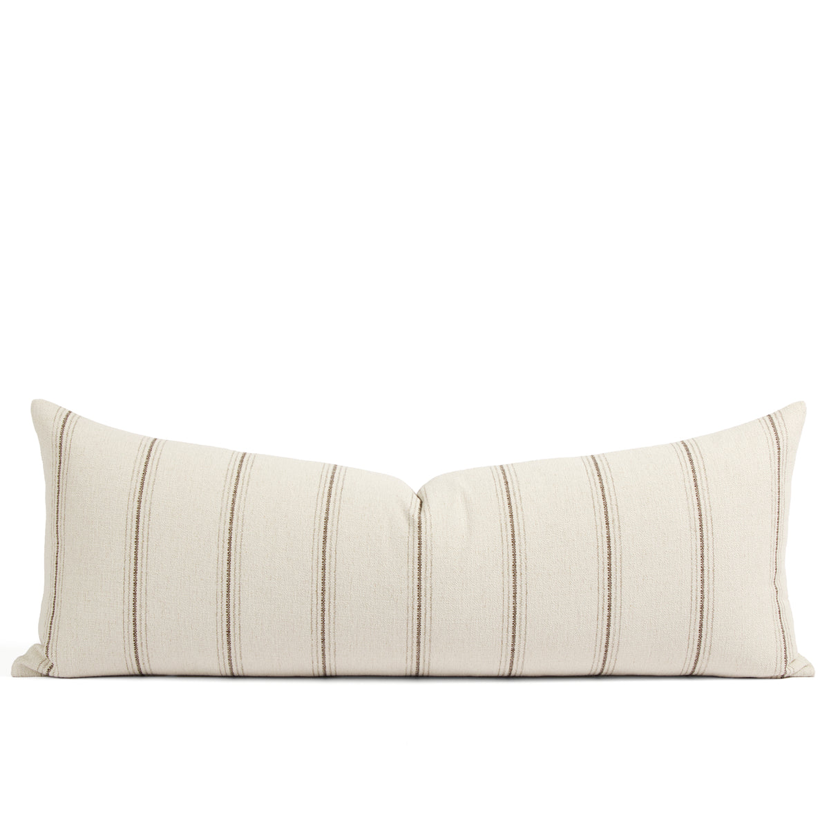Tonic Living Gibson Stripe 16x42 Bolster Pillow in Birch, a beige and brown striped bed bolster pillow.