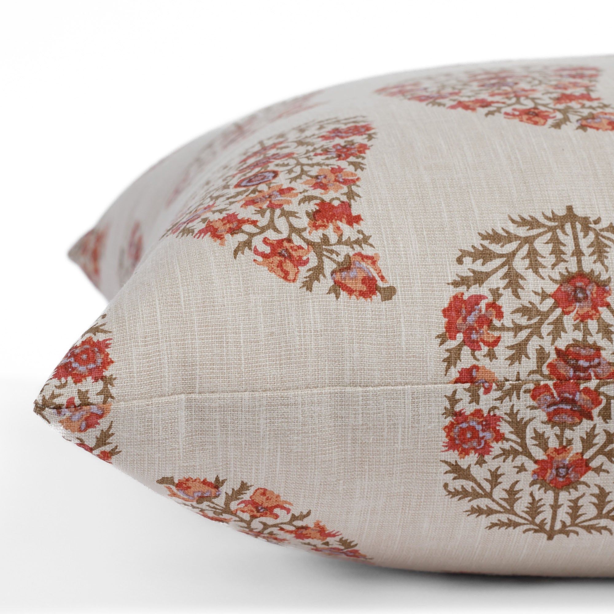Close up view of Tonic Living's Grace 20x20 decorative cushion, featuring floral paisley botanical pattern.