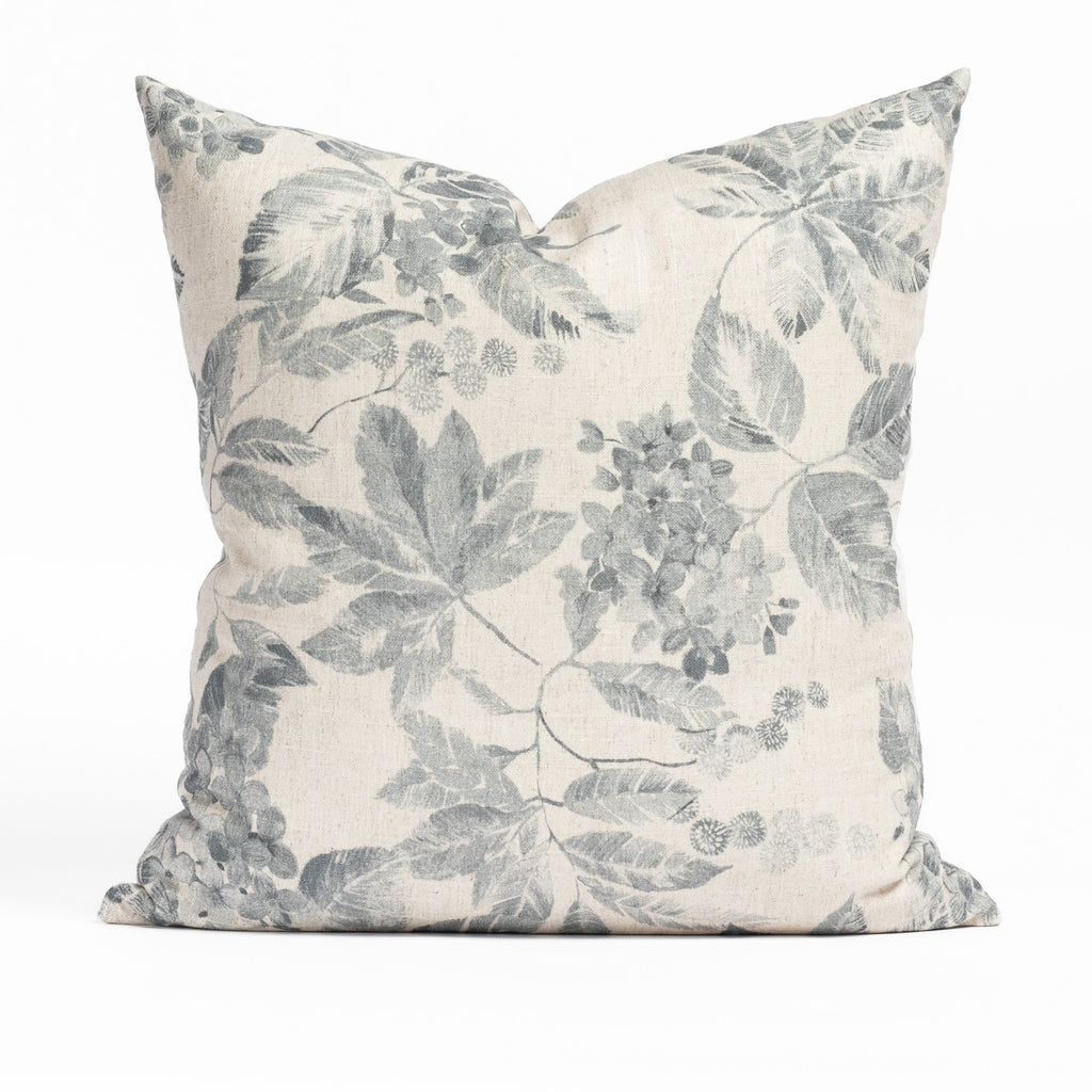 Heather 20x20 Pillow Indigo, an indigo blue and oatmeal vintage floral print pillow from Tonic Living