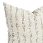 a chestnut brown and cream leaf vine  block print pillow : close up view