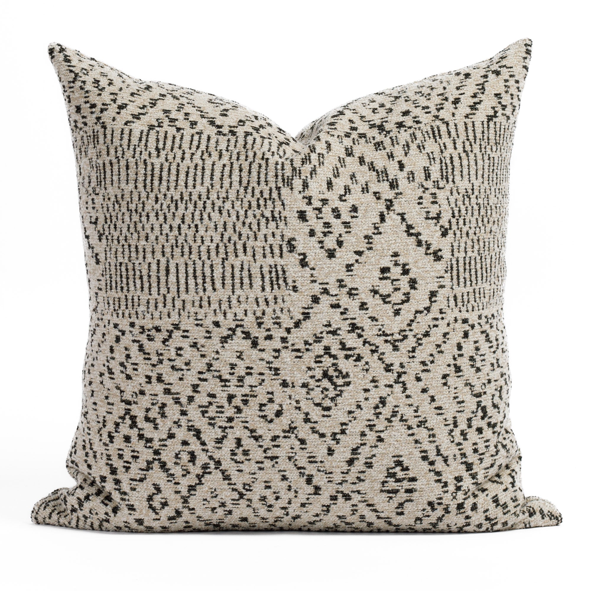 Khari Black & Natural 22x22, a beige and black pillow with an ikat-inspired pattern from Tonic Living.