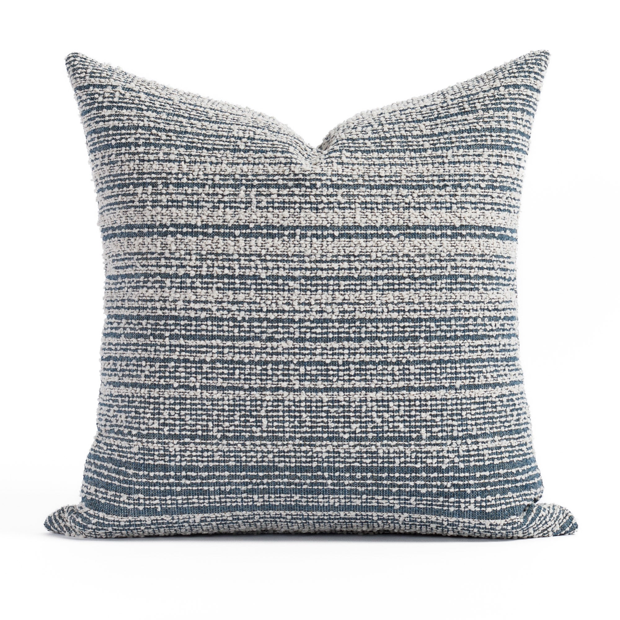 Kos 20x20 Pillow Chambray, a blue and white loopy striped Tonic Living pillow