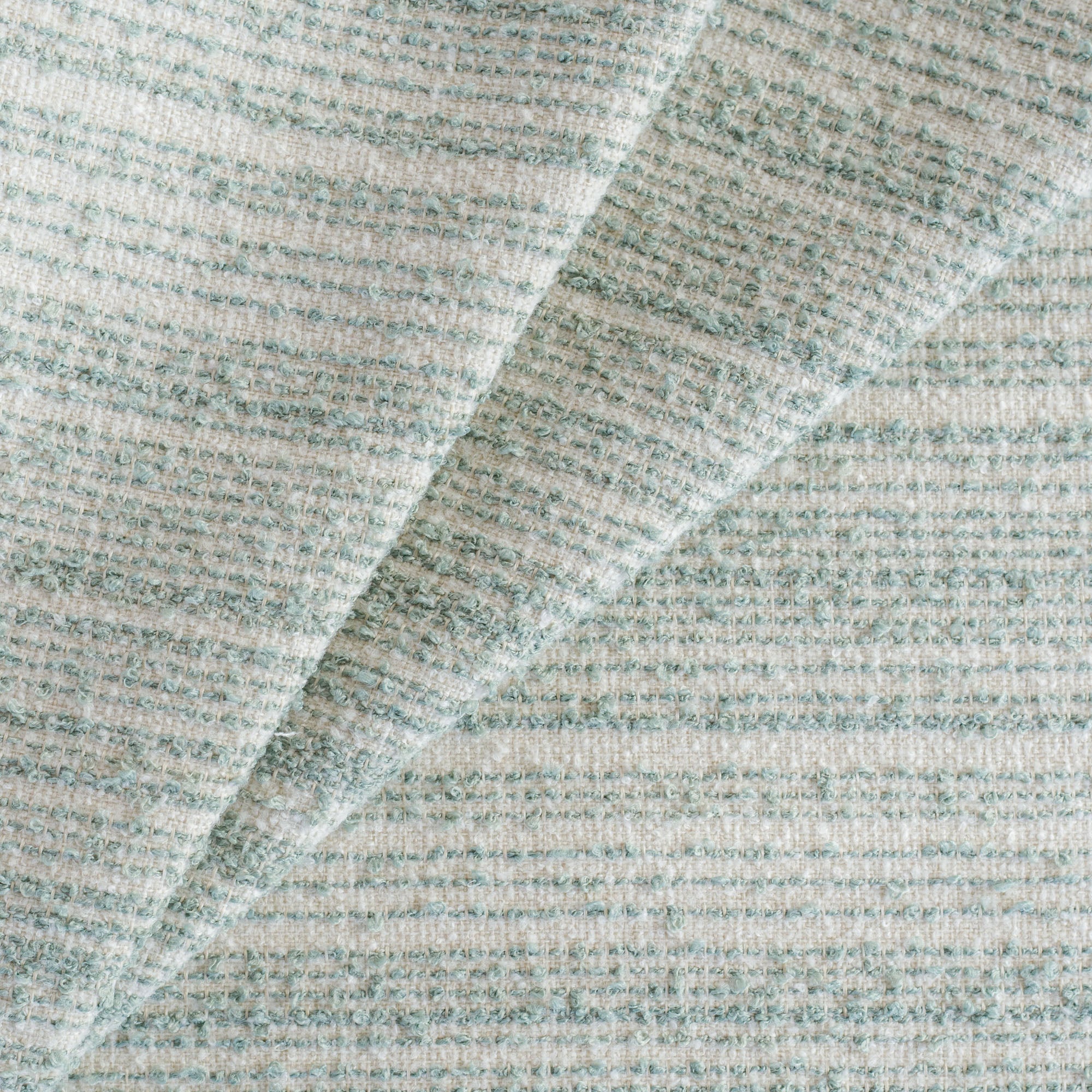 a loopy boucle blue green and cream stripe multipurpose fabric
