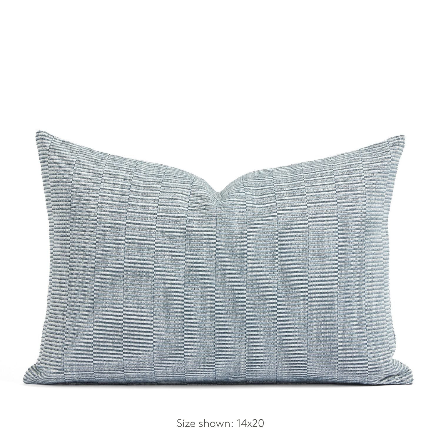 Tonic Living Studio Collection Lane Pillow in Chambray, a 14x20 blue textured lumbar pillow.