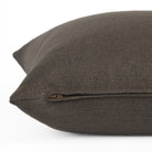 Side zipper detail of Loden 22x22 Pillow, Mink by Tonic Living — decorative cushion in muted brown-grey with a relaxed, textured finish.