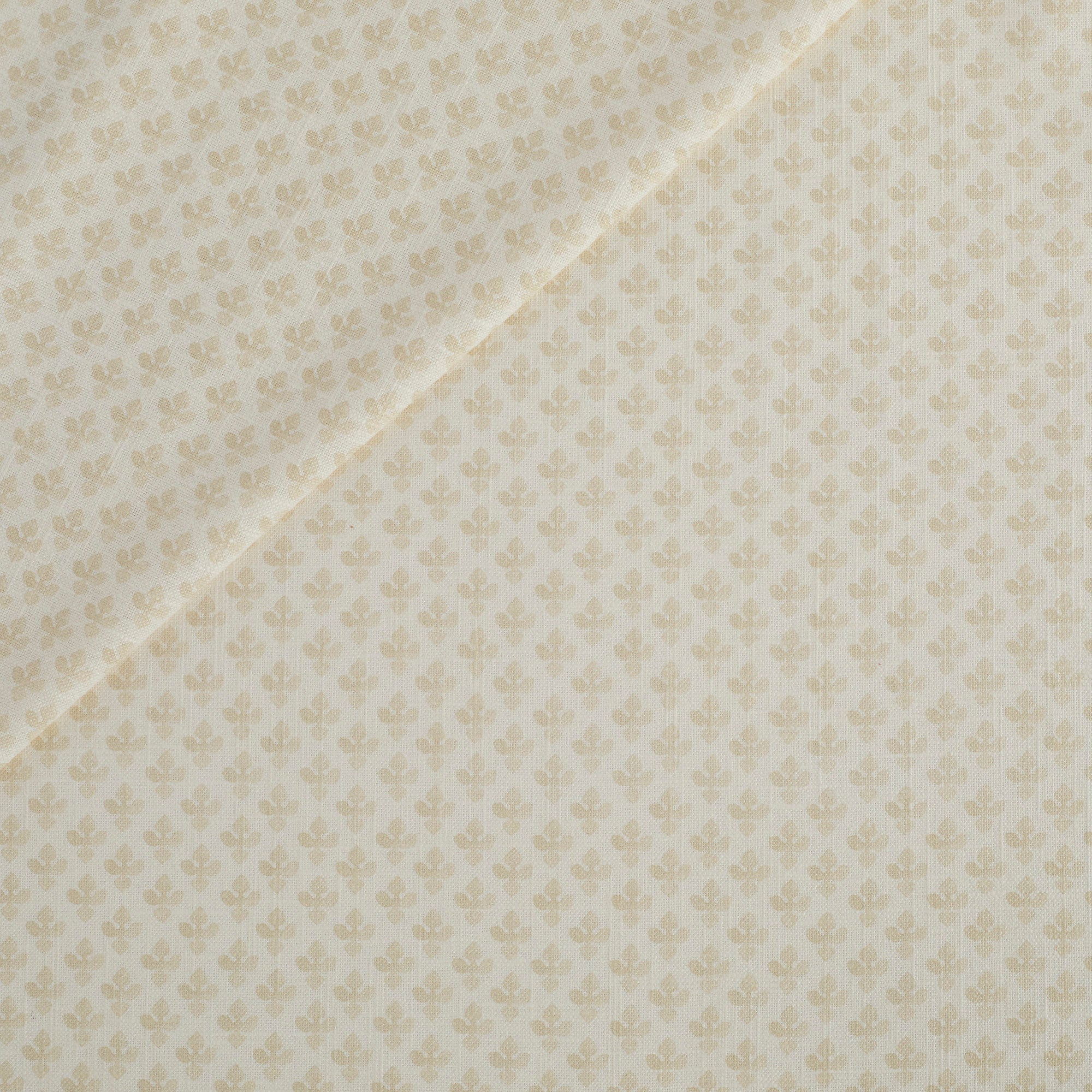 Lyra Fabric, Parchment by Tonic Living — warm white and beige floral block print on a lightweight linen-blend fabric.