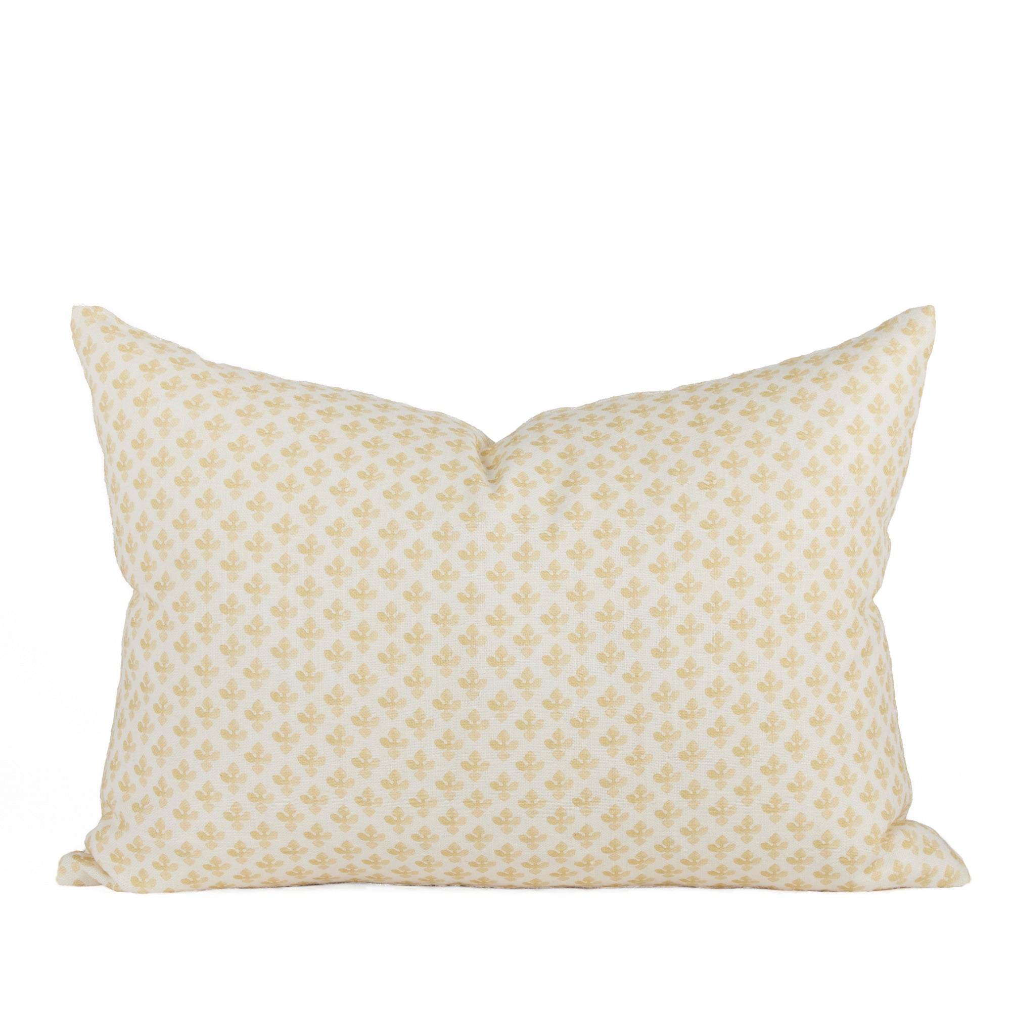 Lyra 14x20 Lumbar Pillow, Butter Yellow by Tonic Living — white and yellow floral block print pillow in a soft linen blend.