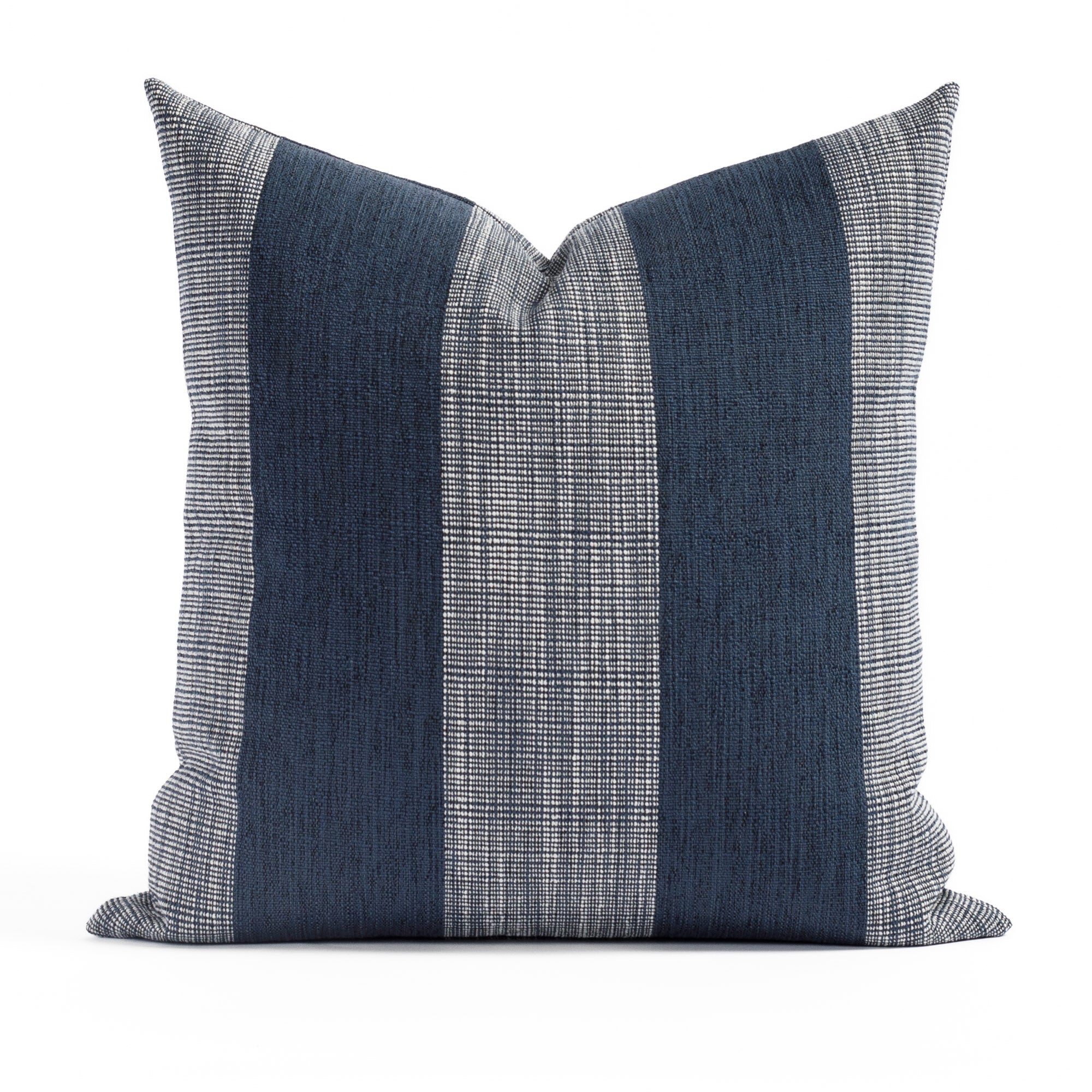 Marlow 20x20 Pillow Indigo, a deep blue and white vertical wide striped pillow from Tonic Living