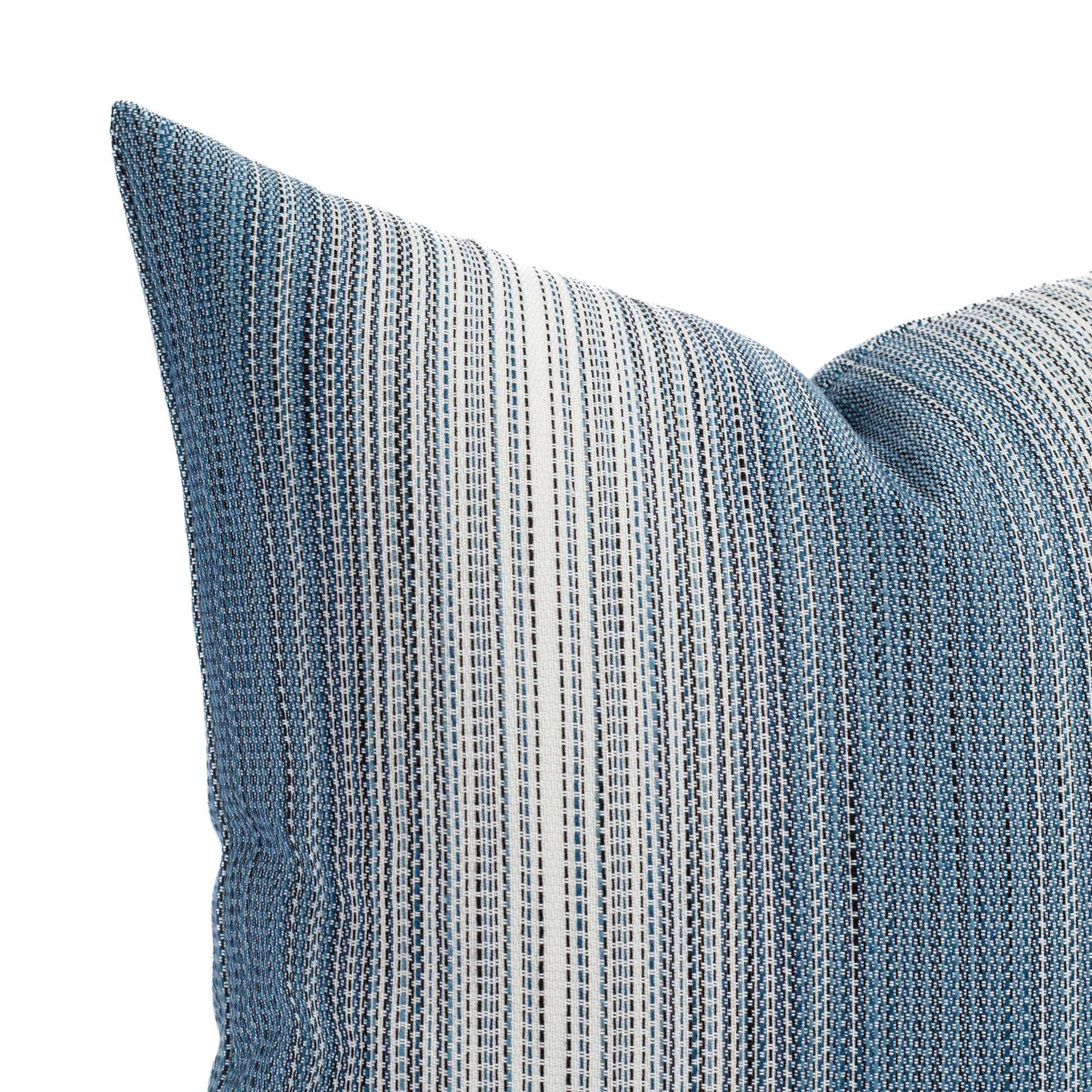 a blue and white striped outdoor: close up view