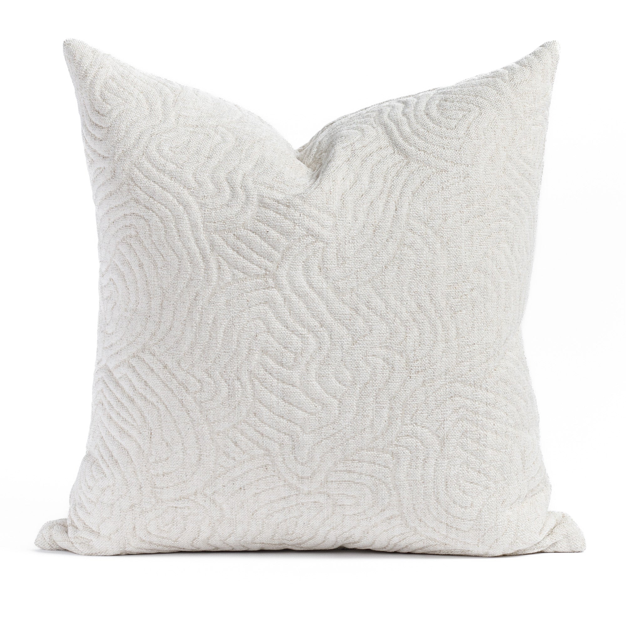 Quince 22x22 Pillow Pearl, a quilted white abstract patterned pillow from Tonic Living