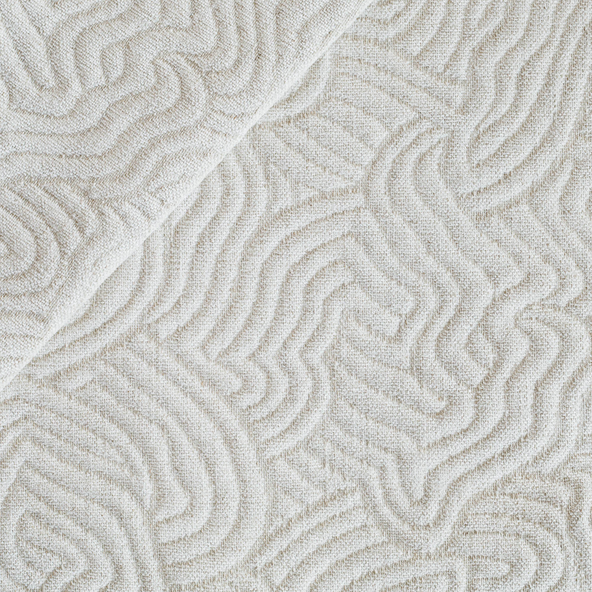 Quince Pearl Fabric, a cream quilted abstract floral patterned upholstery fabric from Tonic Living