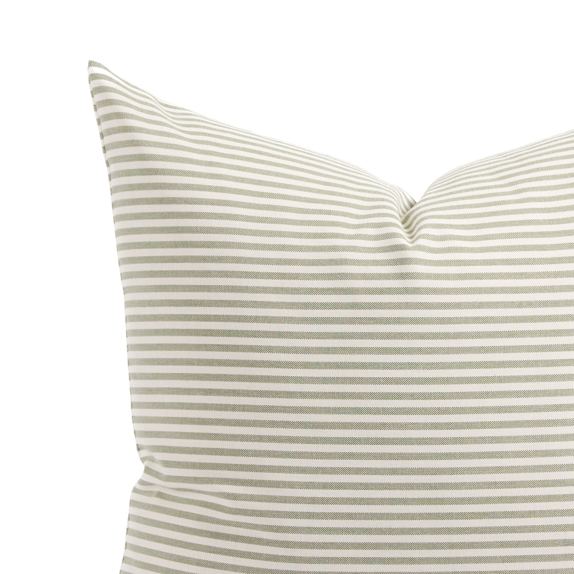 Close up of Tonic Living Refresh outdoor cushion showing green and white stripe detail.