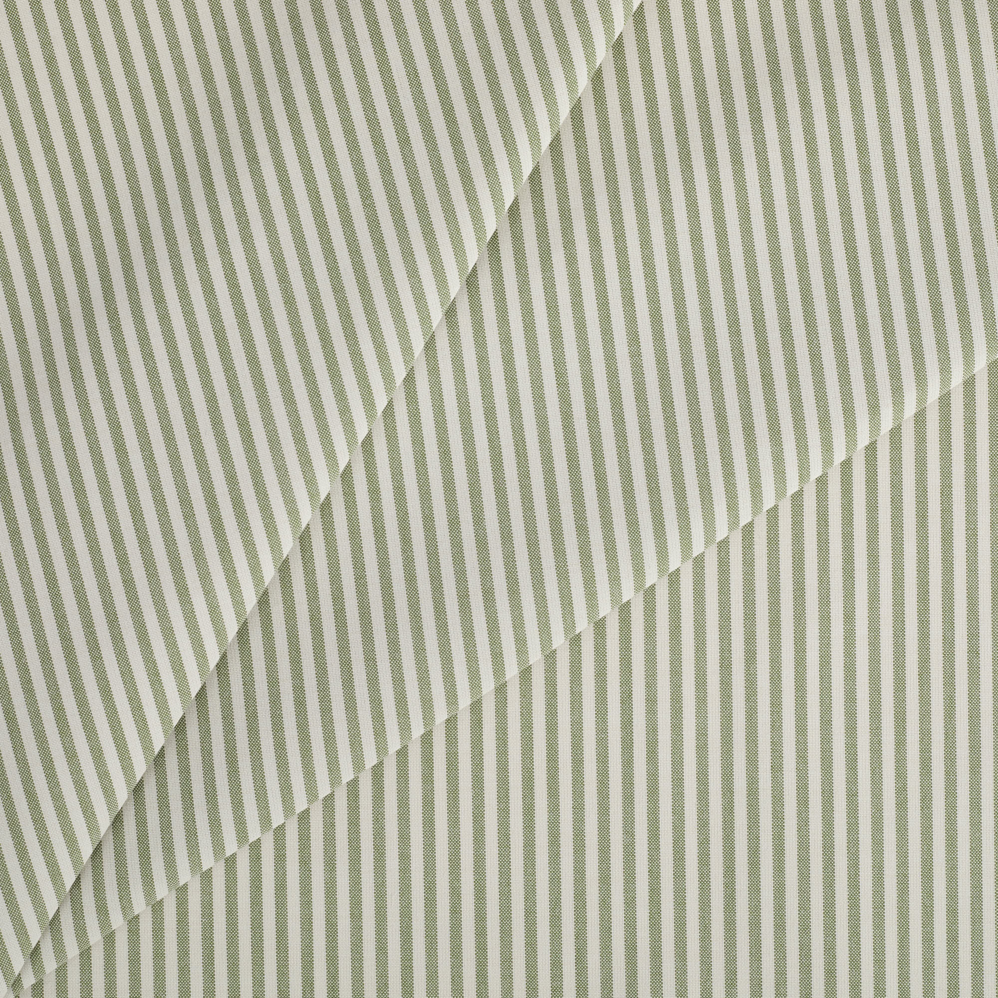 Tonic Living Refresh Sunbrella Hedge fabric featuring a classic green and white ticking stripe.