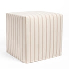 Tonic Living Rexton Stripe Ottoman, Merlot — cube ottoman in burgundy and beige with durable high-performance upholstery.