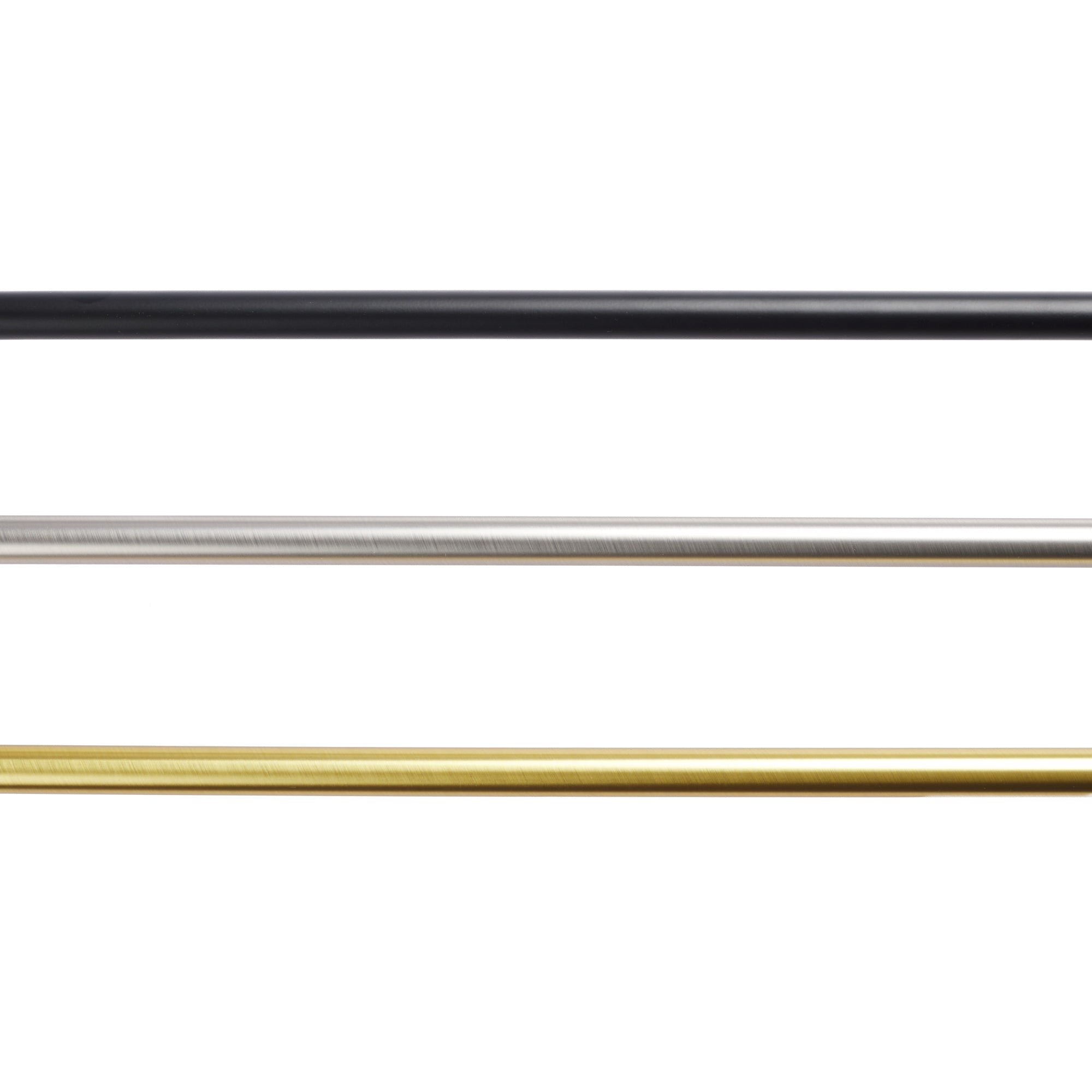 Tonic Living 4-foot café curtain rod available in Black, Gold, and Pewter finishes.