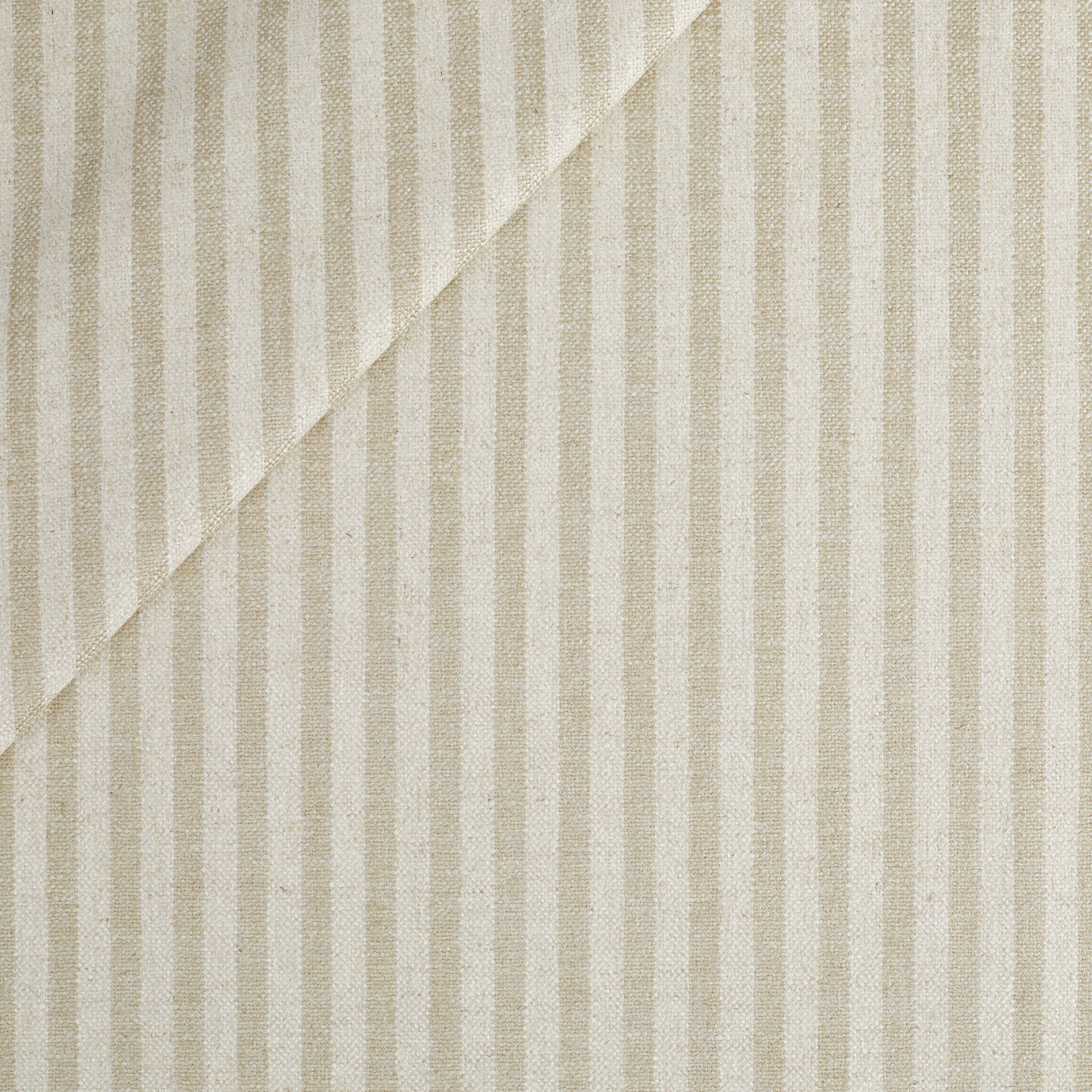 Tonic Living Somerset Stripe Fabric in Oatmeal, a beige upholstery fabric with classic vertical stripe.