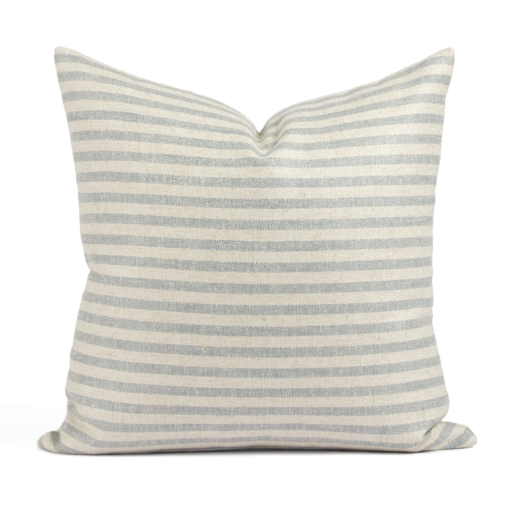 Tonic Living Somerset Stripe 20x20 pillow in Sky Blue, a light blue and oatmeal striped throw pillow.