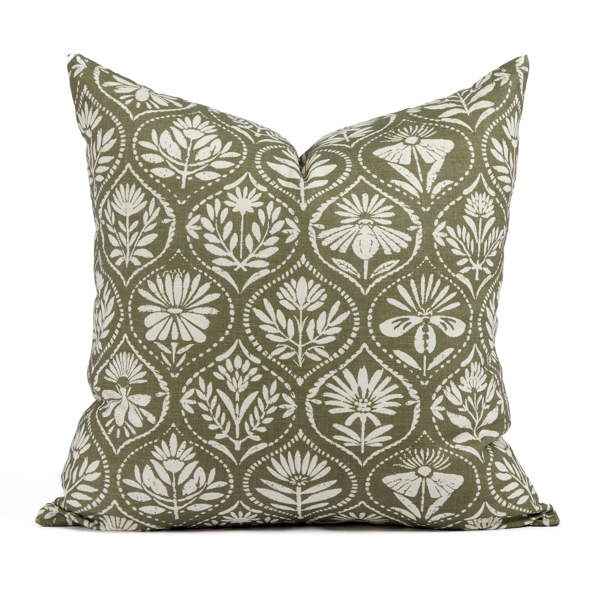 Tonic Living Stella 20x20 pillow in Evergreen, a dark green and white floral medallion throw pillow.