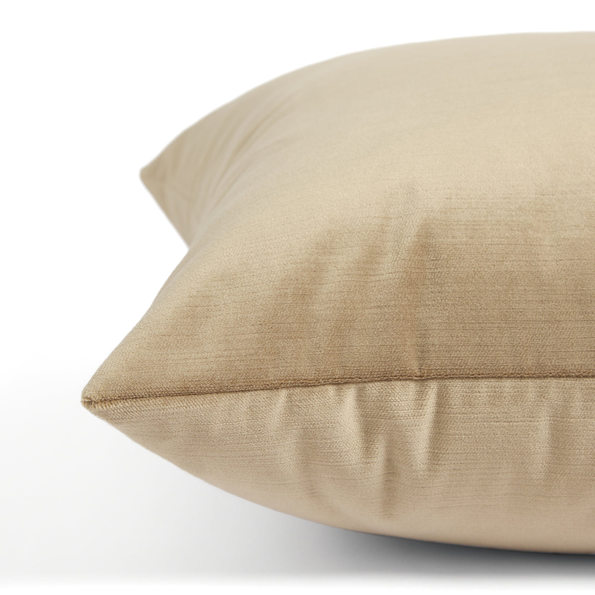 Side view of Tonic Living Sterling Velvet Bark toss cushion highlighting its warm tobacco brown velvet texture and soft sheen.