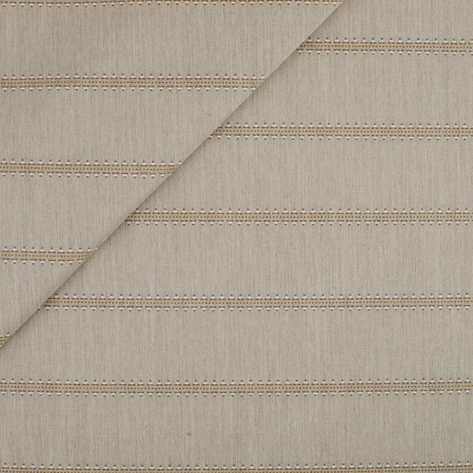 Tonic Living Talisman Sunbrella Sand indoor/outdoor upholstery fabric featuring a subtle geometric stripe in neutral tones.