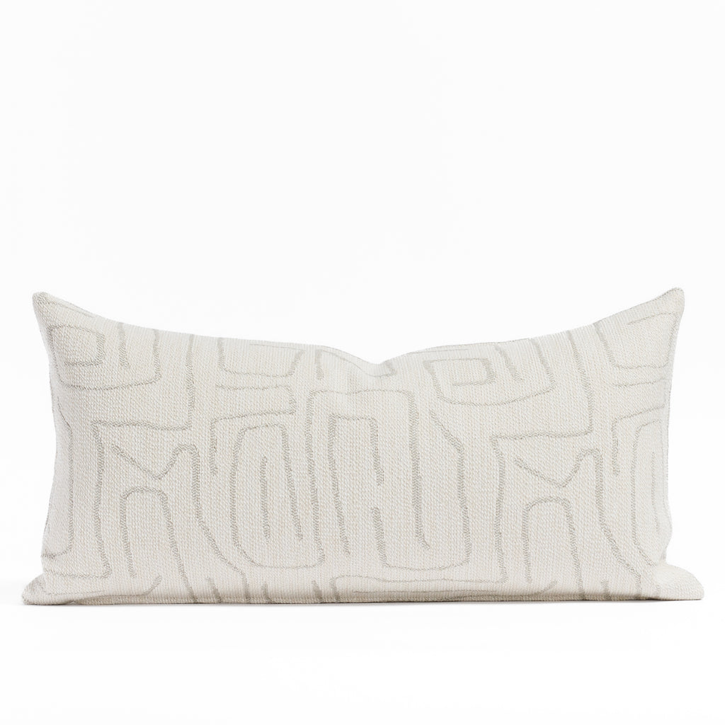 Trace 12x24 Dove Grey Lumbar Pillow, a cream and grey abstract line patern pillow form Tonic Living