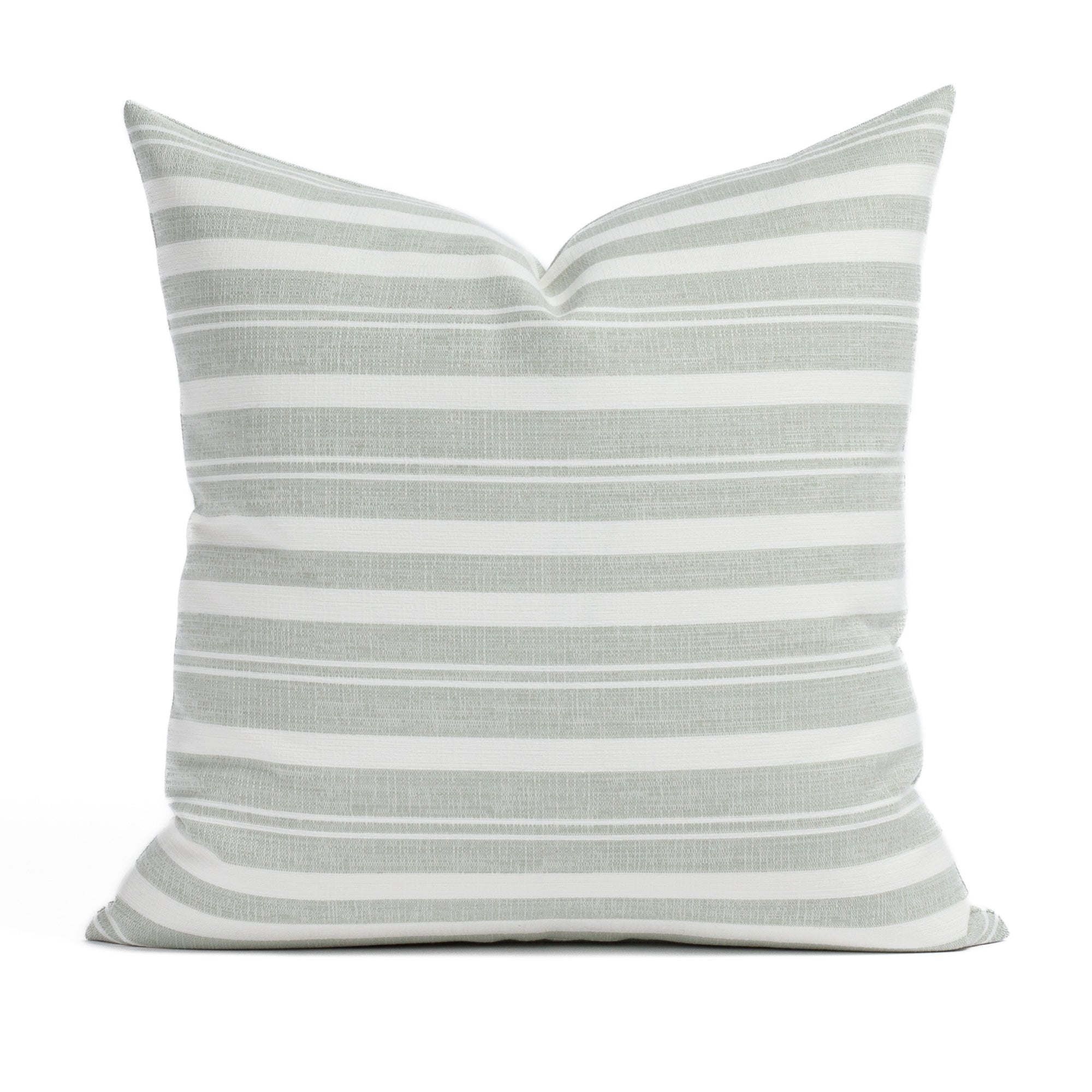 Tranquil Sage 20X20 Indoor/Outdoor Pillow, a soft green and white striped pillow from Tonic Living.
