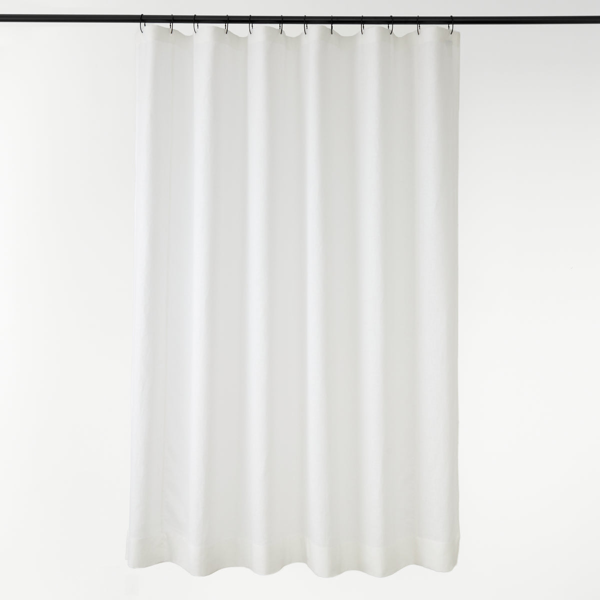 Full-length Tonic Living Tuscany Linen Shower Curtain in Oyster, featuring a creamy ivory colour and natural linen texture.