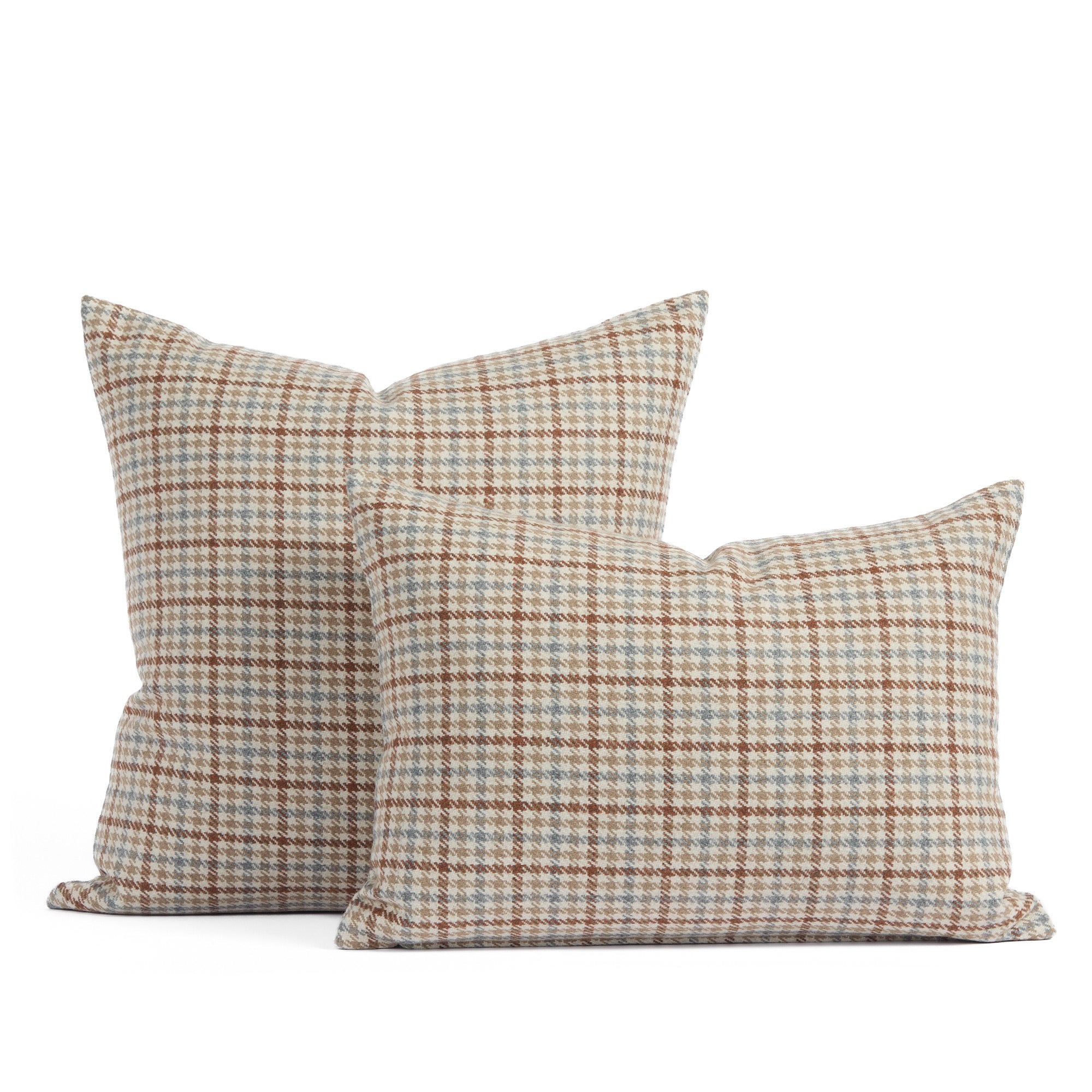 Vesper Plaid pillows in houndstooth check, shown in 20x20 and 14x20 sizes by Tonic Living.